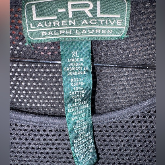 L-RL Lauren Active Ralph Lauren Mesh &Stripe Top XL made in Jordan - Picture 3 of 4